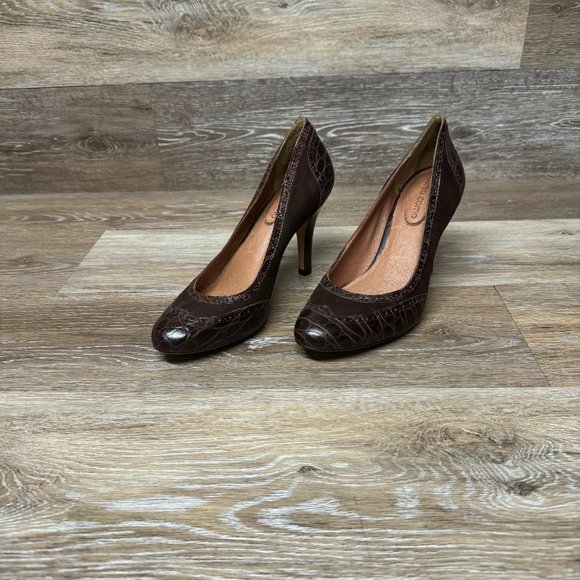 Corso Como Shoes - Corso Como Brown Heels Brazil Animal Print Wooden Heel Women's Size 8